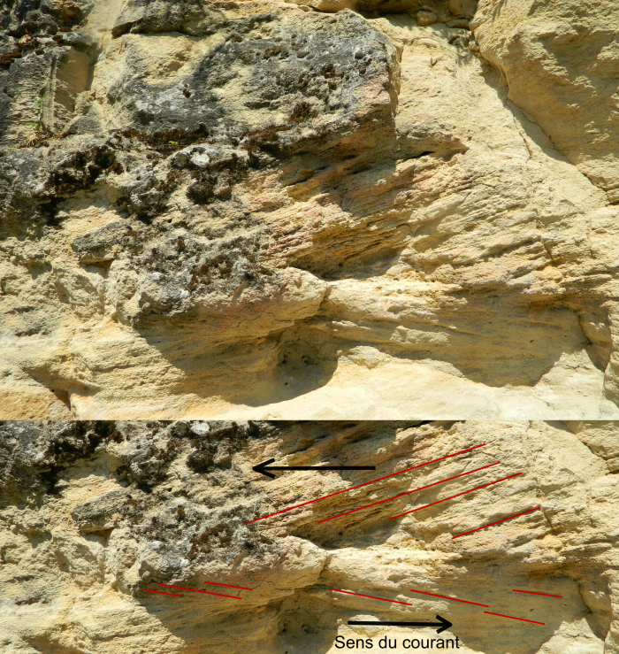 Figure 5 : Stratifications entrecroisées dans la base du Burdigalien (© Galey A., BRGM, 2012)