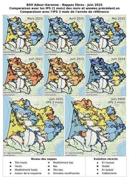 Cartographie comparative des <span class="caps">IPS</span>, lors des mois précédents