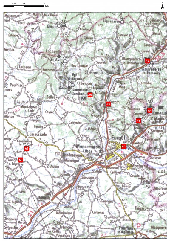 carte localisation sites Fumelois