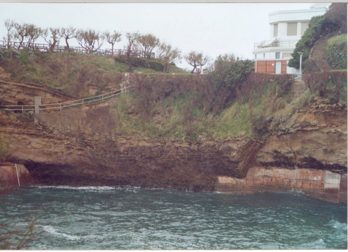 Figure 1 : Grès calcaires de l'Oligocène dans le Vieux Port - Biarritz